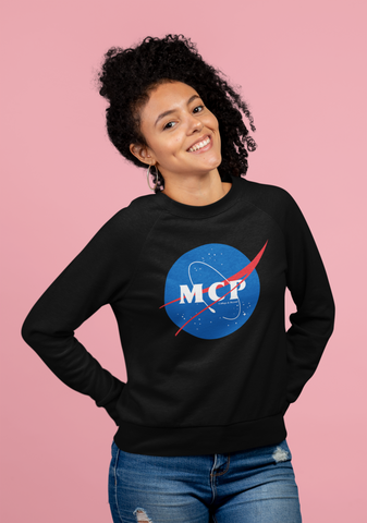 MCP “NASA” Adult Crewneck Sweatshirt, Black, Unisex